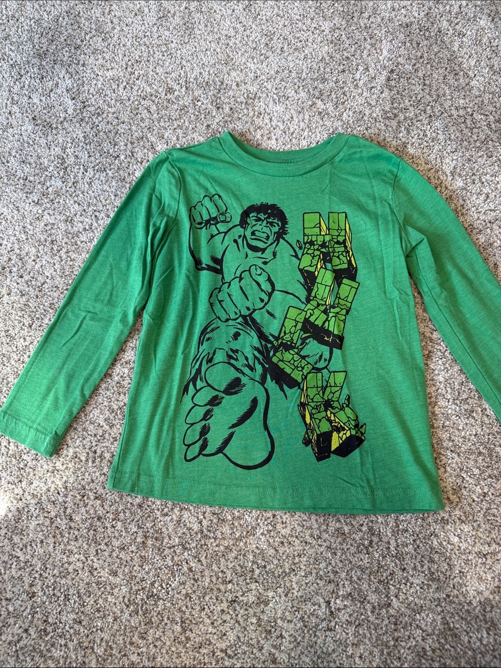 Kids' Green Long-Sleeve Graphic Tee with Superhero Print - 5